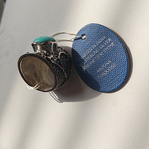 Nwt Arizona turquoise sterling silver 925 cigar band shape ring wide band - Picture 4 of 9